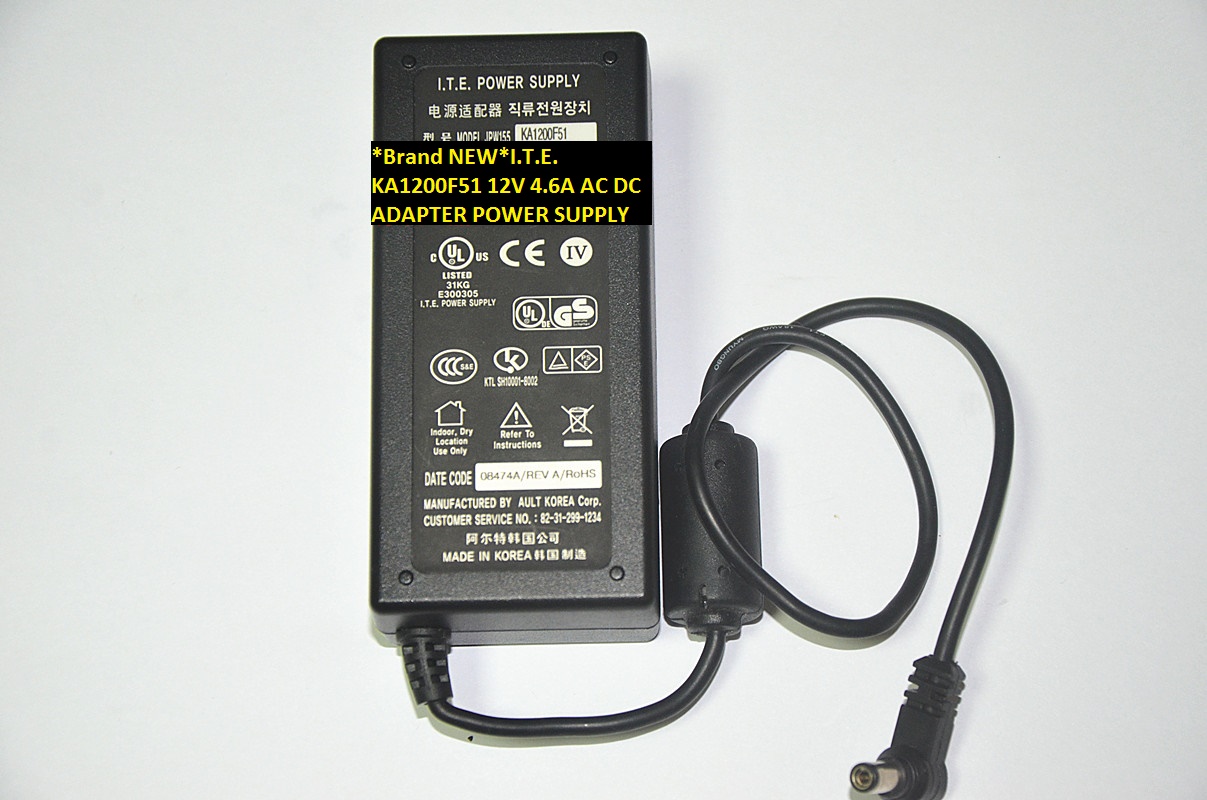 *Brand NEW*I.T.E. KA1200F51 POWER SUPPLY 12V 4.6A AC100-240V AC DC ADAPTER